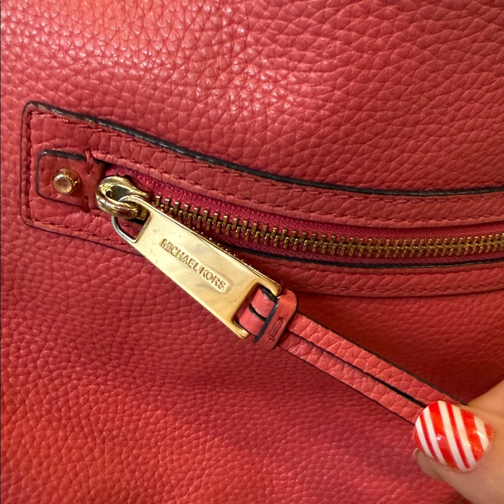 Pink Salmon Michael Kors Leather Hobo Bag purse MK tote designer handbag slouchy - Picture 2 of 6